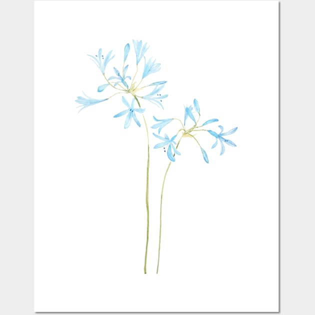 blue African lily watercolor Wall Art by colorandcolor